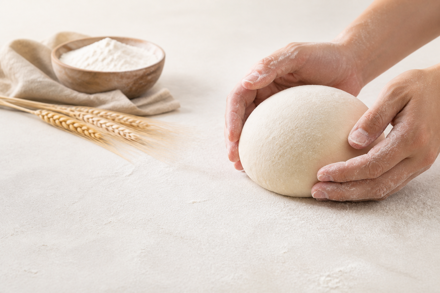 Hands shaping dough in a bakery application scene
